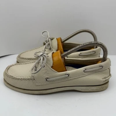 Sperry Top Sider Womens 8M Cream Leather Boat Shoes Casual Summer - Image 1 of 4