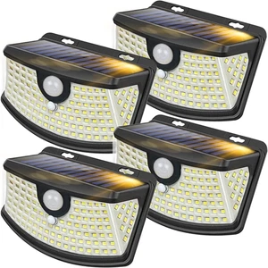 120 LED Solar Motion Sensor Lights - 270° Wide Angle, Waterproof, 4-Pack - Picture 1 of 12