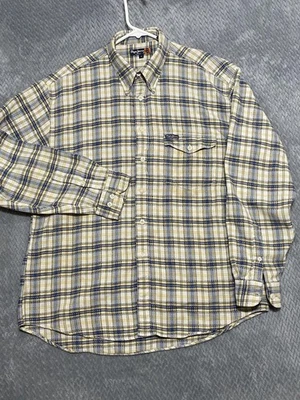 Pepe Jeans Flannel Shirt Mens XL Yellow Blue Plaid Button Down Long Sleeve - Image 1 of 4