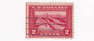 STAMP US SCOTT 398 "Panama Canal" 2 CENT 1913 USED FANCY CANCEL - F - Picture 1 of 1