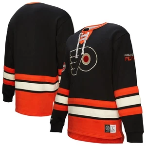 Men's Black Philadelphia Flyers Heritage Lace-Up Pullover Sweatshirt - Picture 1 of 7