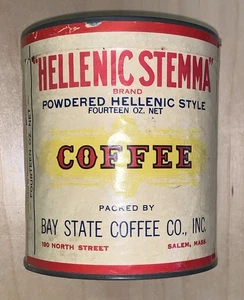 HELLENIC STEMMA COFFEE Antik/Vintage Kaffeedose/Dose ungeöffnet! Salem Masse. - Bild 1 von 7