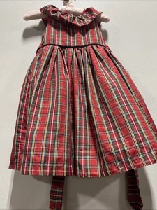 Laura Ashley London Girls 5 Sleeveless Red Plaid Christmas Holiday - Picture 1 of 20