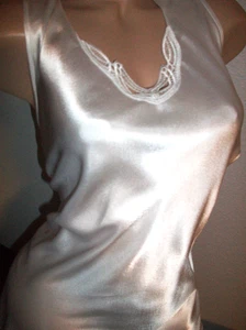 Vtg Bright White Satin Camisole Tunic Top XL 1X - Picture 1 of 6