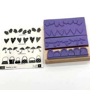 Stampin' Up! Weather Or Not Rubber Stamps Border Purse Umbrella Mitten Heart (4) - Picture 1 of 10