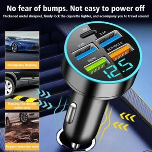 PD Type-C Car Charger with 4 USB Ports - Quick Charge For iPhone Q2P2 - Picture 1 of 9