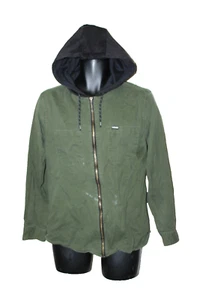 Tony Hawk Mens LARGE Full Zip Army Green Black Hoodie Jacket Skater Pockets - Picture 1 of 12