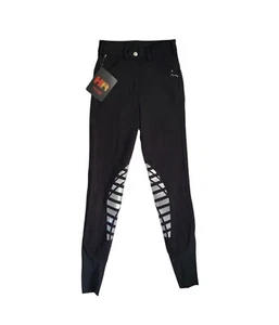 New HR Farm Womens 22 Equestrian Pants Full Seat Grip Breeches Jodhpers Black - Picture 1 of 6