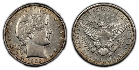 1902 50c Silver Barber Half Dollar - Luster - AU - SKU-B3469 Cover