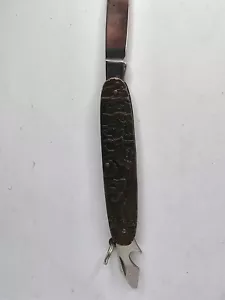 Vtg Solingen Germany Folding 2 Blade Pocket KNIFE Brass Handle Stag Stainless - Picture 1 of 5