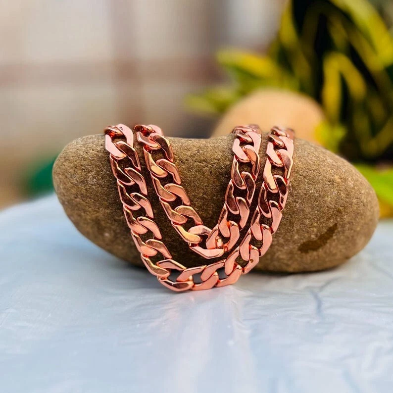 100% Solid Pure Copper Rope Chain Designer Link Chain Necklace Jewelry All Size - Image 1 of 4