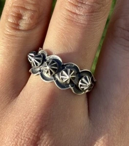KB Billah 925 Sterling Silver Stamped Ring. Navajo Size 10.5 Handmade - Picture 1 of 12