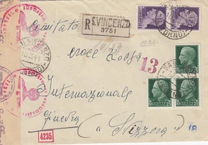 10/3/44 Italia Regno busta da S. Vincenzo (LI) per Ginevra Uso tardivo Censura - Foto 1 di 2