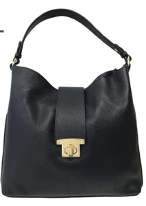 ITALIAN PREMIUM PEBBLED GRAIN BLACK CALF LEATHER SHOULDER BAG - MADE IN ITALY - Picture 1 of 11