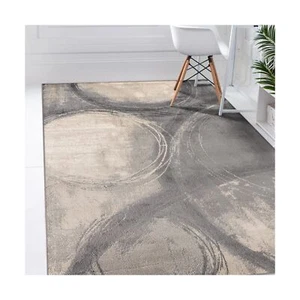 LUXE WEAVERS Howell Collection Abstract Circles Gray Area Rug, Anti Shedding ... - Picture 1 of 7
