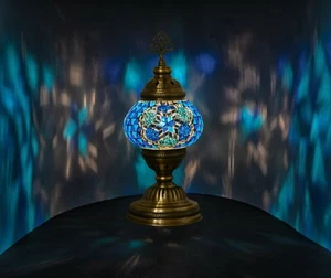Mosaiklampe Große L 12 auf 10 Blau Handgefertigt Orientalisch Mosaik Glass - Bild 1 von 1