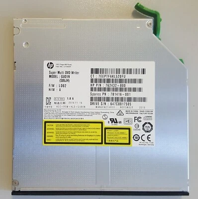 Lettore Masterizzatore CD/DVD RW HP GUD1N (S05JH) 762432-800 781416-001 Slim - Immagine 1 di 4