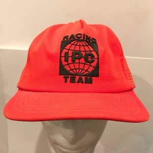 VINTAGE 1970s IPC Racing Team Trucker Hat Orange Snapback Cap VERY RARE! - Picture 1 of 8