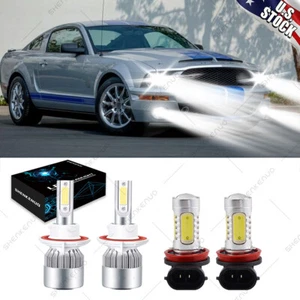 Faro LED blanco haz alto/bajo + kit de faros antiniebla para Ford Mustang 2005-2012 - Imagen 1 de 11