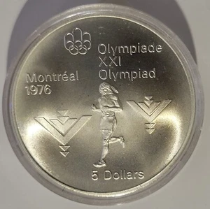 Kanada RCM 5 Dollar Silber Montreal Olympische Spiele Marathon 1976 im Plastiketui - Bild 1 von 2