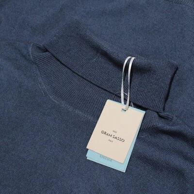 Gran Sasso NWT Pullover Turtleneck Sweater Size 58 (US 3XL) in Blue 100% Wool - Image 1 of 4