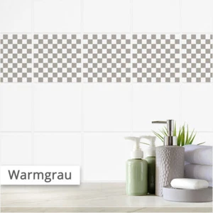 Fliesenaufkleber Karomuster Muster Warmgrau | Fliesenfolie für Küche & Bad - Bild 1 von 1