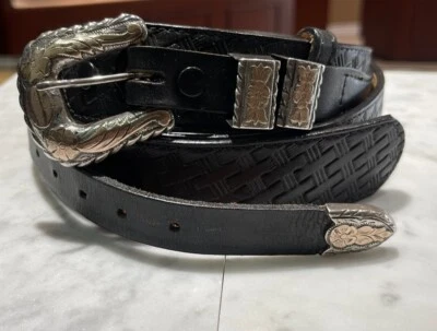 C1930 Western Belt and buckle Sterling Silver and 10K Rose gold inlay. - Image 1 of 4