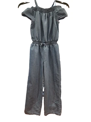 Girl 1 PIECE ROMPER OUTFIT nautica DENIM JEAN pants OFF SHOULDER large 12/14 Foto 1 de 4