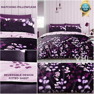Leaf 4 Pcs Printed Complete Bedding Set Duvet Cover Fitted Sheet & Pillow Cases - Picture 1 of 9