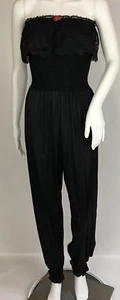 Vtg Undercover Wear Black One-Piece Jumper Lingerie Nylon Smocked Waist Lace M - Picture 1 of 8