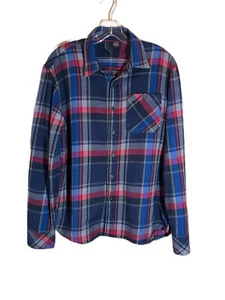 Element Flannel Shirt Button Down Skater Blue Red Plaid Men's Medium (M) - Picture 1 of 11