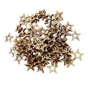 100 Pieces Unfinished Hollow Star Shape Wooden Embellishments 10mm