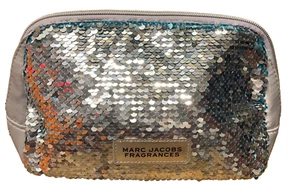 Marc Jacobs Metallic Silver & Teal SequIns Make Up Bag Personal Care Travel - Picture 1 of 4