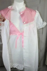 Conjunto de pijama de guinga con volantes Babydoll Sears años 60 S 36 de colección para mujer con bata y bragas - Imagen 1 de 11
