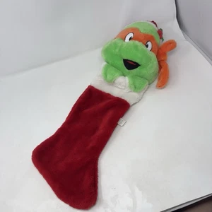 Vintage 3D Teenage Mutant Ninja Turtles TMNT Michaelangelo Plüsch Weihnachtsstrumpf - Bild 1 von 12