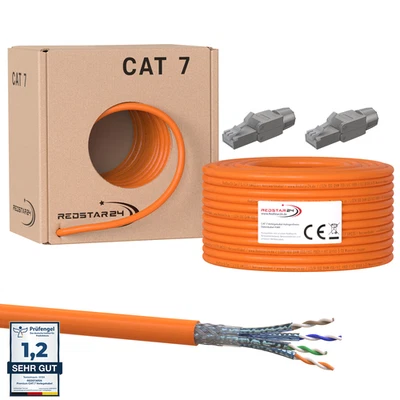 CAT 7 Verlegekabel Netzwerkkabel LAN Kabel Netzwerk Ethernet RJ45 Stecker CAT7 - Bild 1 von 4
