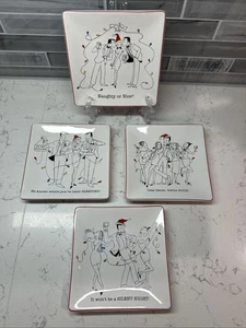 Mud Pie ~ Urlaub/Weihnachten 5" Vorspeisen/Dessertteller ~ Humor für Erwachsene ~ 4er Set ~ EUC! - Bild 1 von 10