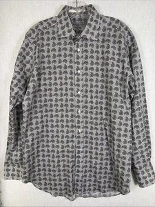 Chemise homme manches longues boutonnée coton cachemire gris-marron ETRO Italie taille L (42) - Photo 1/6