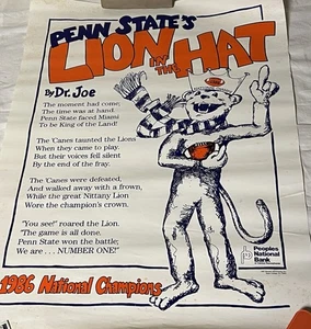Penn State's Lion in the Hat von Dr. Joe Sunkist Fiesta Bowl 1986 Poster Football - Bild 1 von 6