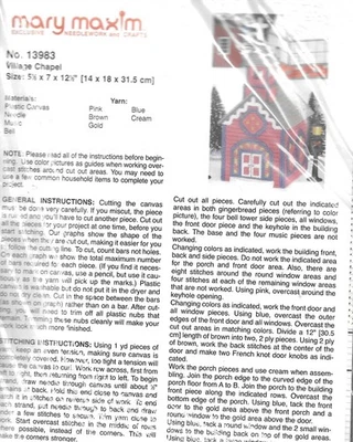 Mary Maxim музыкальная деревня часовня пластиковый холст вышивка крестом набор #13983 - Изображение 1 из 2