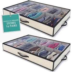 Under Bed Shoe Storage Organizer – Set of 2 Large Containers, Each Fit 12 Pai... - Picture 1 of 9