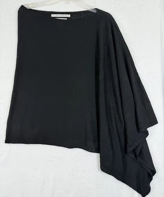 Max Studio Poncho Capa Suéter Negro 100% Lino Mujer  Foto 1 de 4