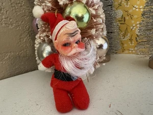 Vintage Weihnachtsmann Puppe Christbaumschmuck Gummikopf 70er Jahre Retro - Bild 1 von 7