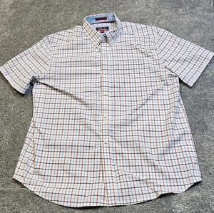Johnston & Murphy Shirt Mens L XC4 Extreme Comfort Short Sleeve Red Blue Check - Picture 1 of 7