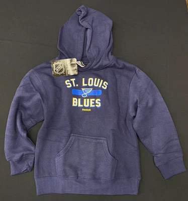 St Louis Blues HOODIE Youth Large (7) Navy Blue Pullover Reebok NHL Boys B37Z - Image 1 of 4