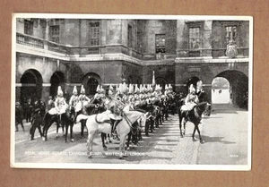 Royal Horse Guards, Wechselwache, Whitehall, alte silberne Postkarte - Bild 1 von 2