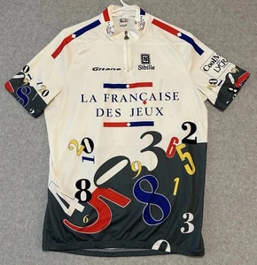 Vintage Sibille Gitane La Francaise Des Jeux XXL White Multicolor Cycling Jersey - Picture 1 of 12
