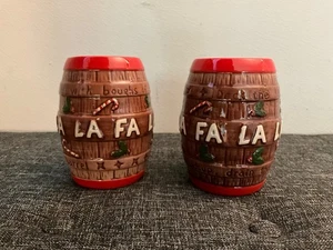 2 Miracle Pop Up Bar Christmas Carol Barrel FA LA LA Rum Barrel Tiki Mugs Rare - Picture 1 of 2