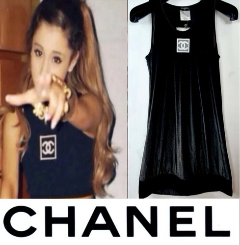 Abito mini tunica 4K Chanel vintage 2007 nero logo sportivo 34 36 4 6 top camicia S M