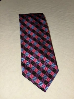 Corbata Brooks Brothers Makers 100 % seda rosa y azul tejida en Inglaterra hecha en EE. UU. Foto 1 de 4